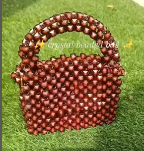 Mini Brown Crystal Beautiful beaded bags, handcrafted, handbag, Purse