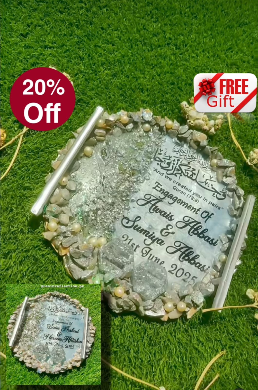 Ice Blue Frozen Theme Resin Nikkah/Engagement Tray/Frame