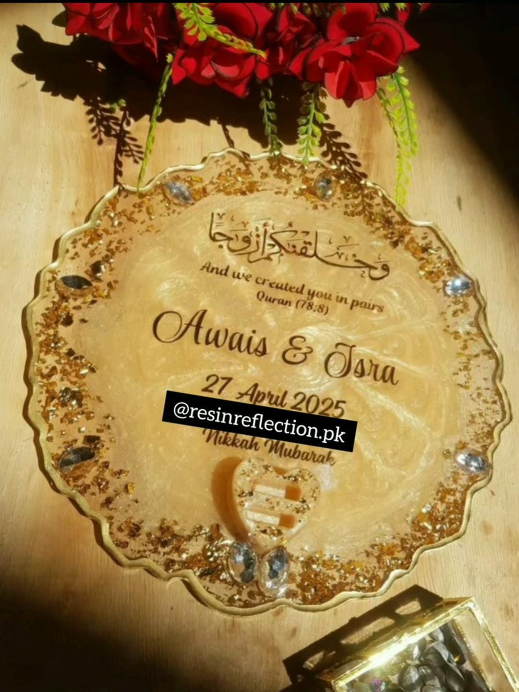 Shimmery Golden Resin Nikkah/Engagement Tray/Frame