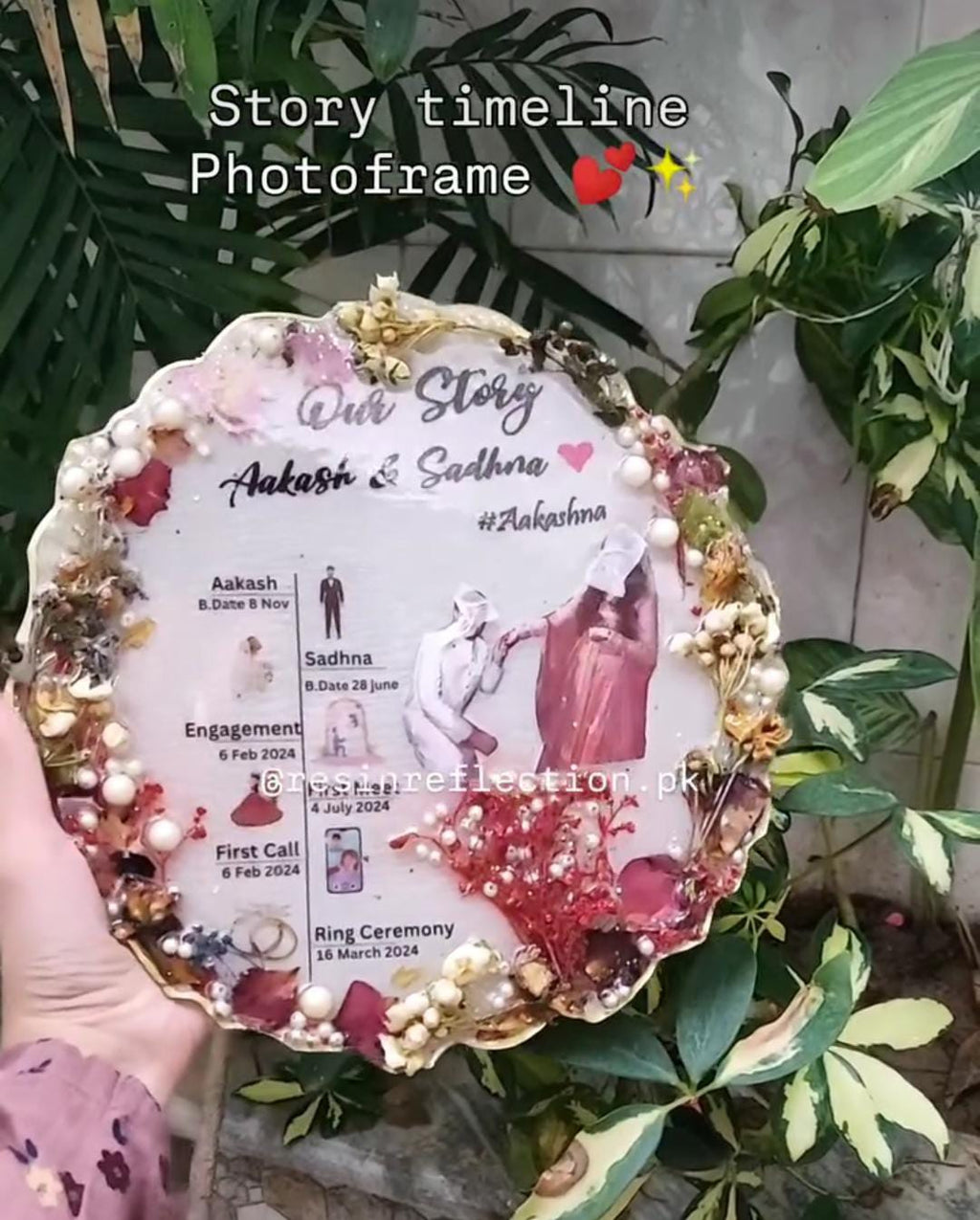 Love Story Timeline Resin Anniversary/Birthday Photo Frame