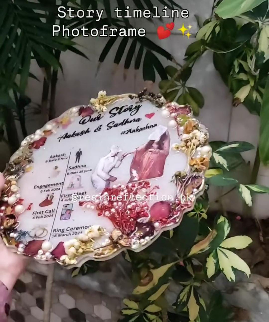 Love Story Timeline Resin Anniversary/Birthday Photo Frame