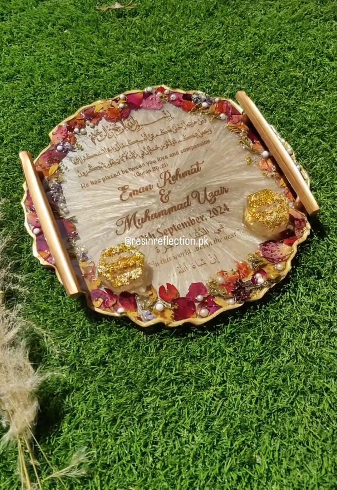 Bridal Floral Resin Nikkah/Engagement Tray/Frame Elegant Look