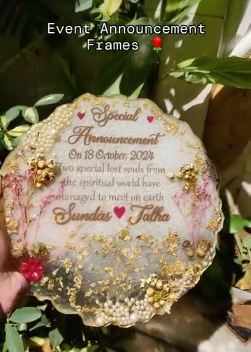 Wedding Announcement Resin Nikkah/Engagement Tray/Frame Elegant Look