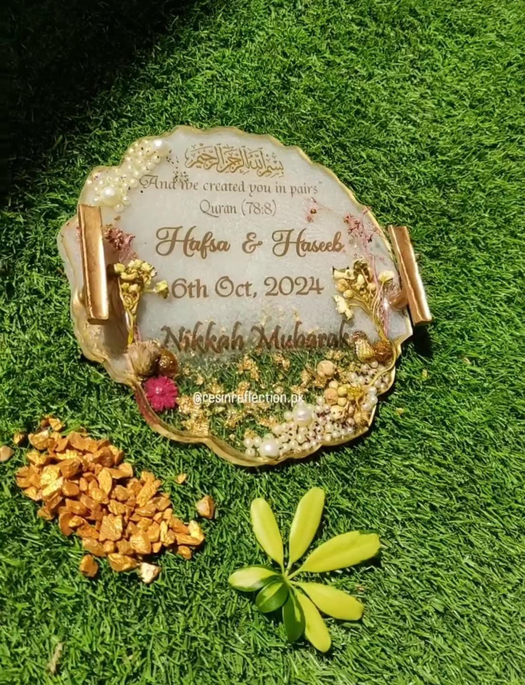 White Floral Nikkah/Engagement Tray/Frame Elagant Minimal Design