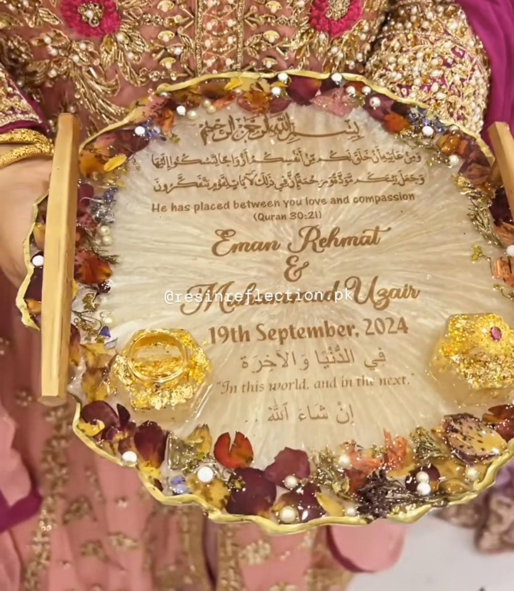 Bridal Floral Resin Nikkah/Engagement Tray/Frame Elegant Look