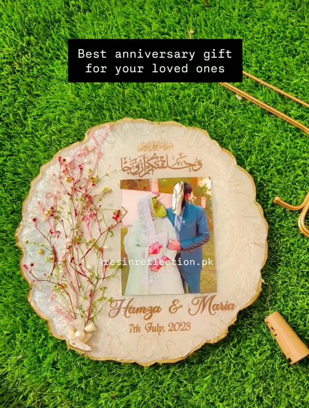 White Floral Resin Anniversary/Birthday Photo Lights Frame