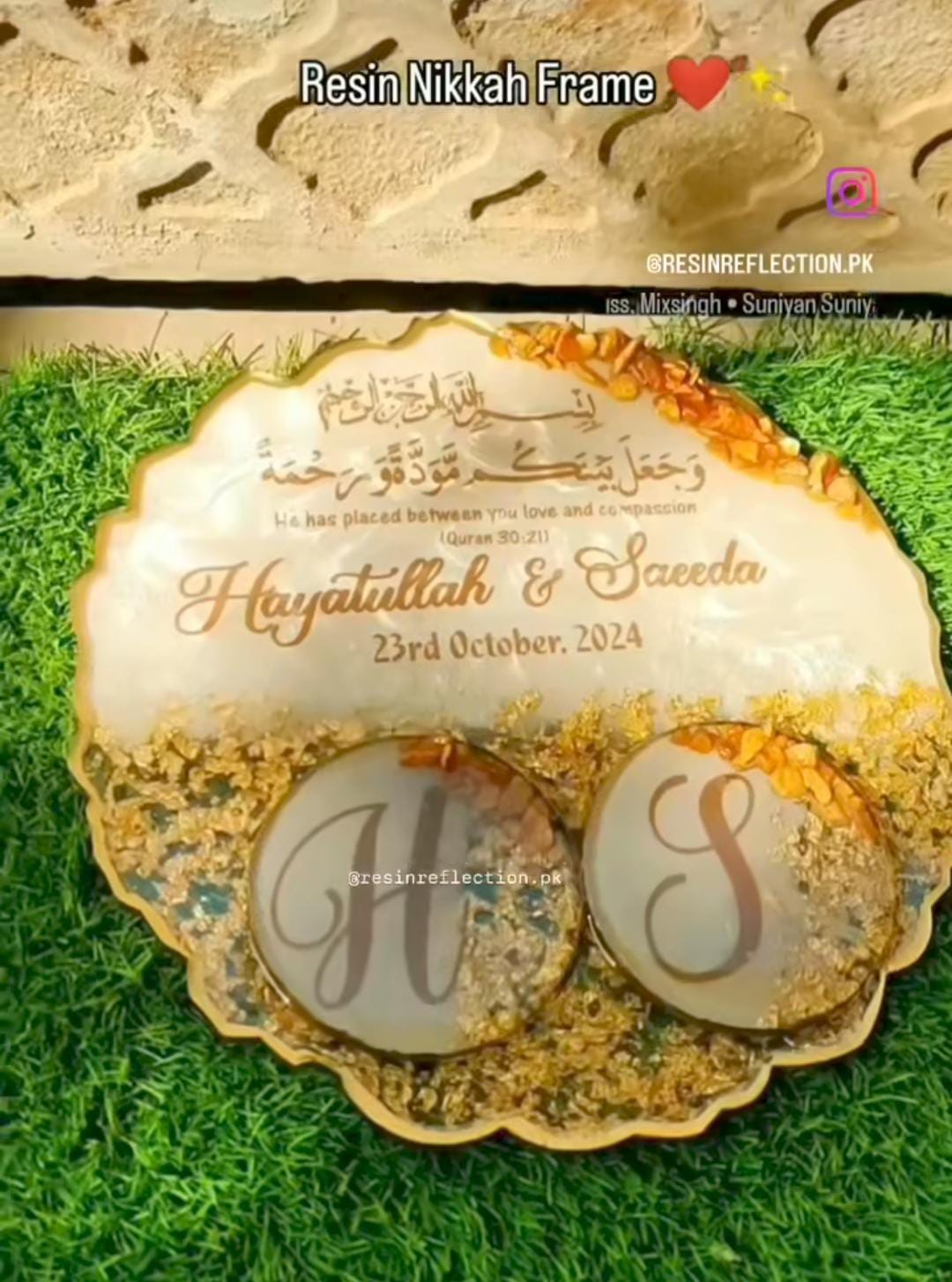 2 Coasters Attached Resin Nikkah/Anniversary/Birthday Frame
