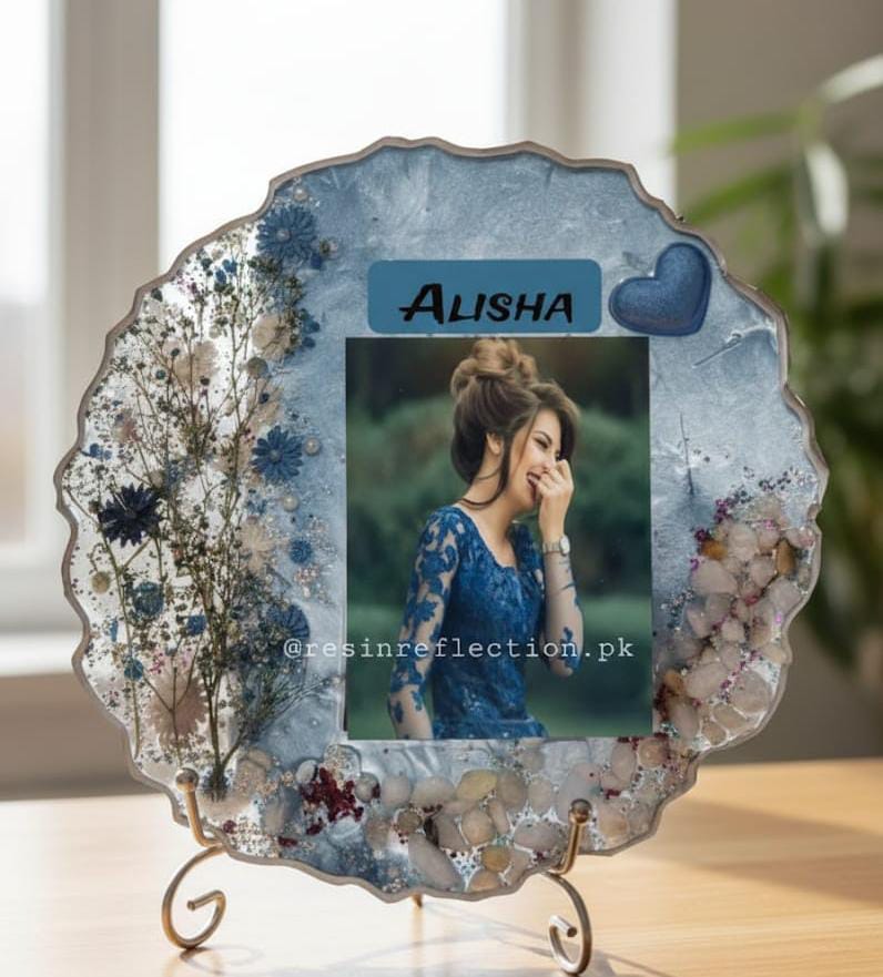 Shimmery Blue Resin Anniversary/Birthday Photo Frame