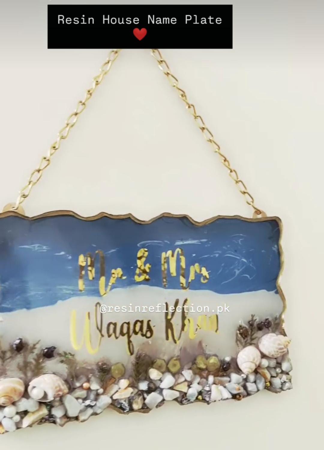 Rectangular Home Name Plate Beautiful Ocean Theme Combo Resin Anniversary/Birthday Frame