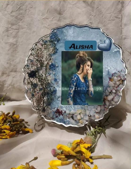 Shimmery Blue Resin Anniversary/Birthday Photo Frame