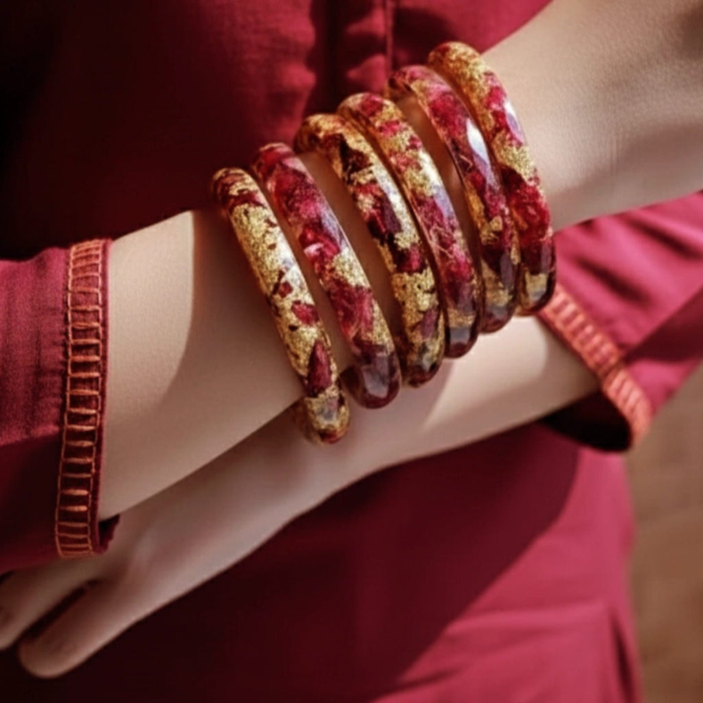 Resin bangles, preserved flowers bangles 
