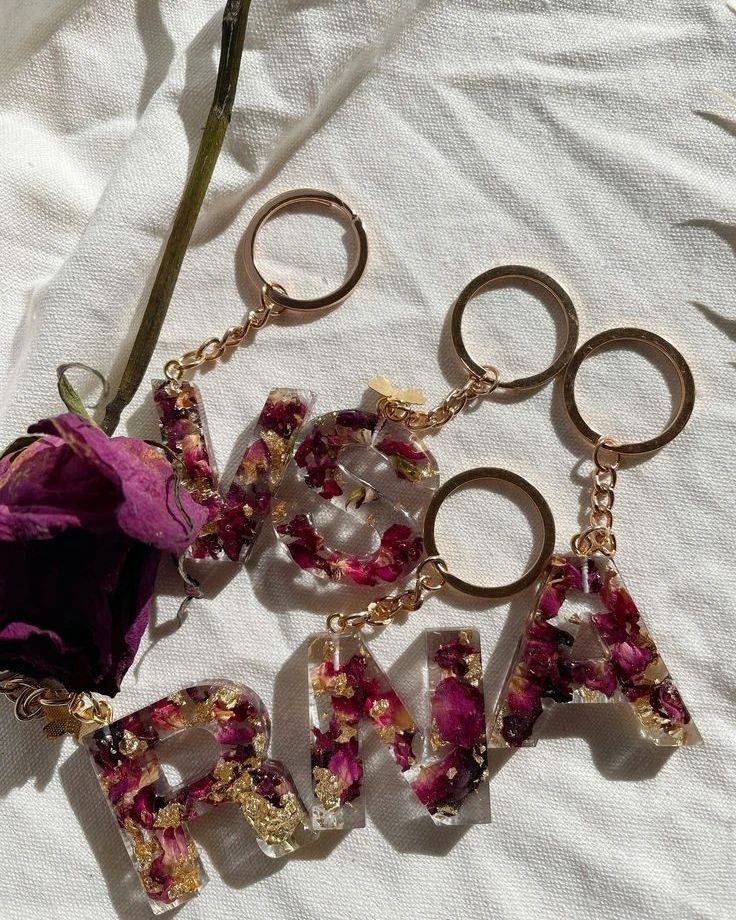 Resin letter keychain 