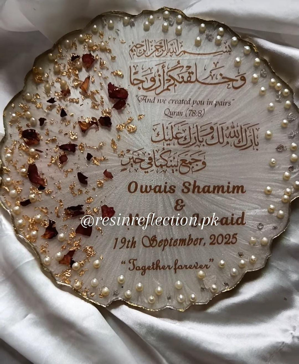 Silver Floral Resin Nikkah/Engagement Tray/Frame