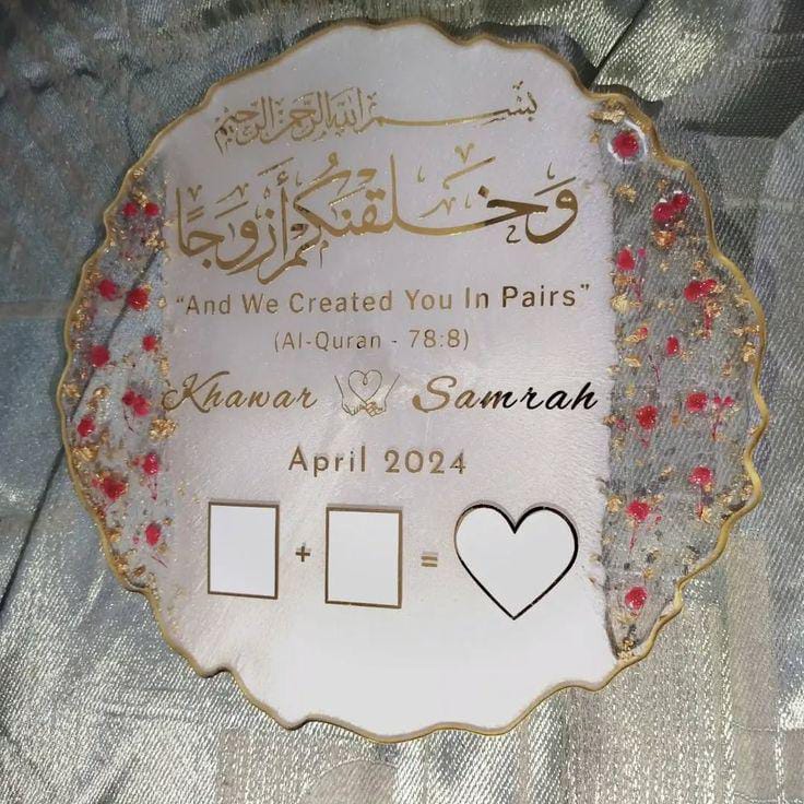 White Red Petals Resin Nikkah/Engagement Tray/Frame