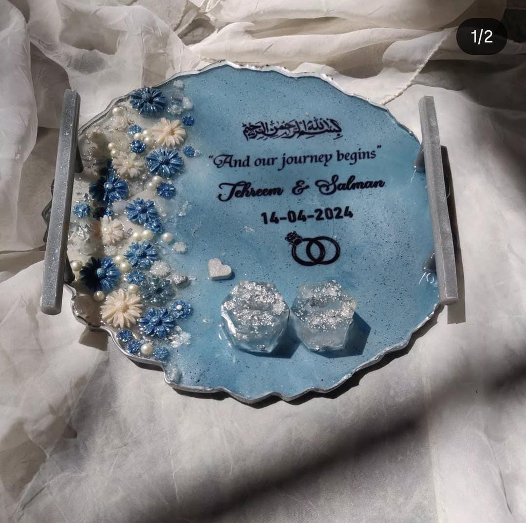 Blue Tone Resin Nikkah/Engagement Tray