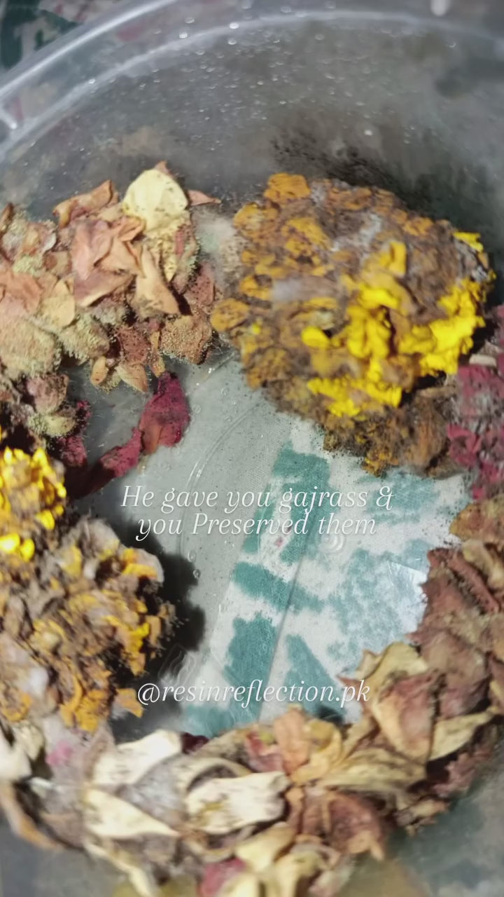 White Resin Gajras/Flowers Preserved Frame With Hook On Back