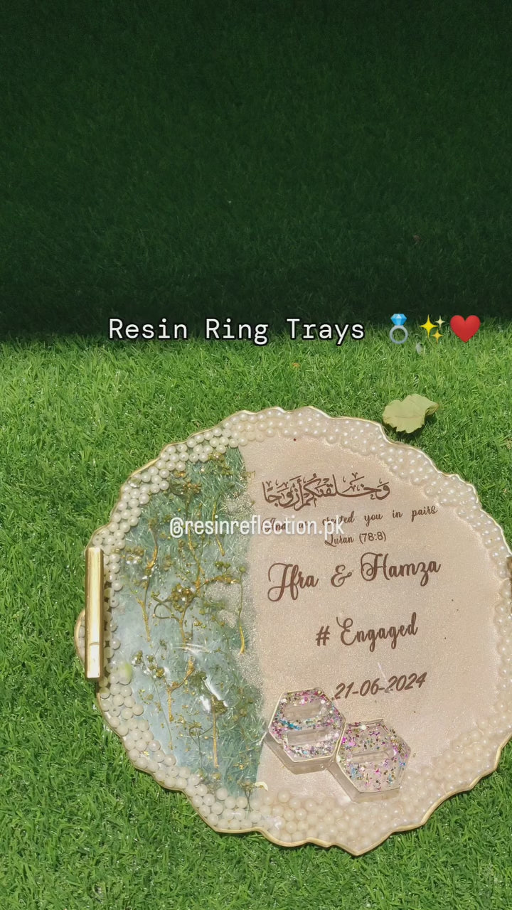 Beige Pearls Theme Resin Nikkah/Engagement Tray/Frame