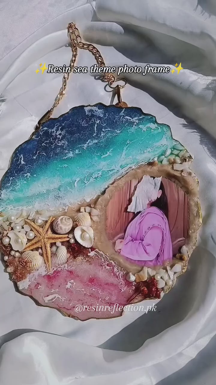 Ocean Theme Sea Shells Engarve Resin Anniversary/Birthday Photo Frame