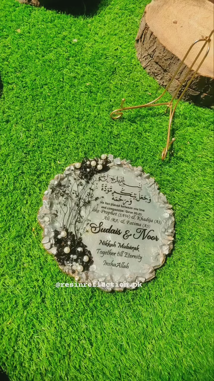 Silver & Black Combo Lights Resin Nikkah/Engagement Tray/Frame Elegant Look