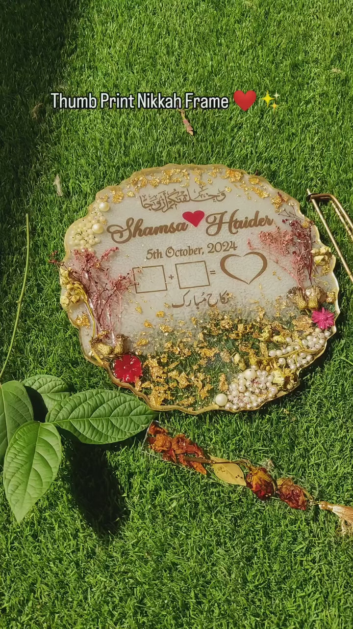 White Floral Resin Thumb BAAT PAKI/ Nikkah/Engagement Tray/Frame  Elegant Look