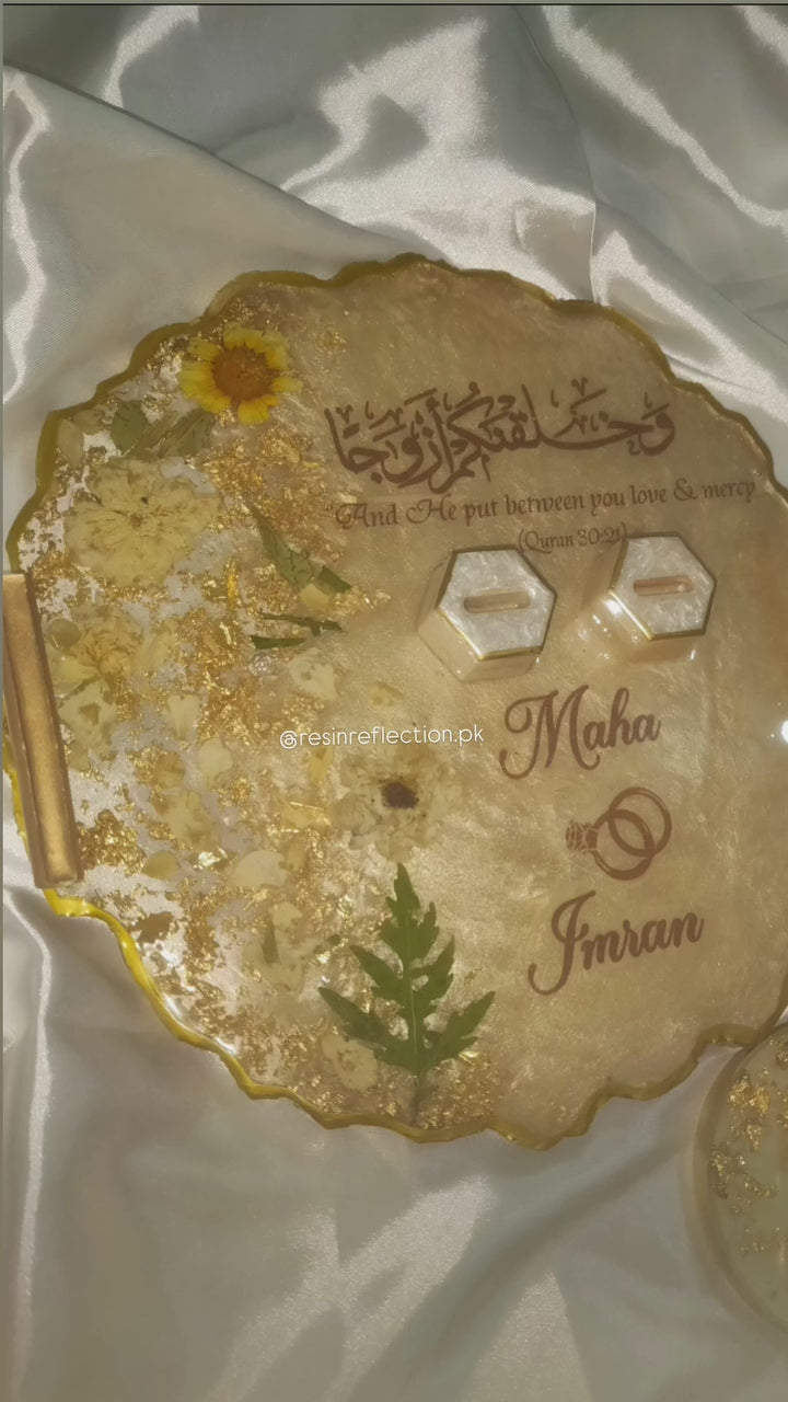 Golden Shimmery Resin Nikkah/Engagement Tray/Frame