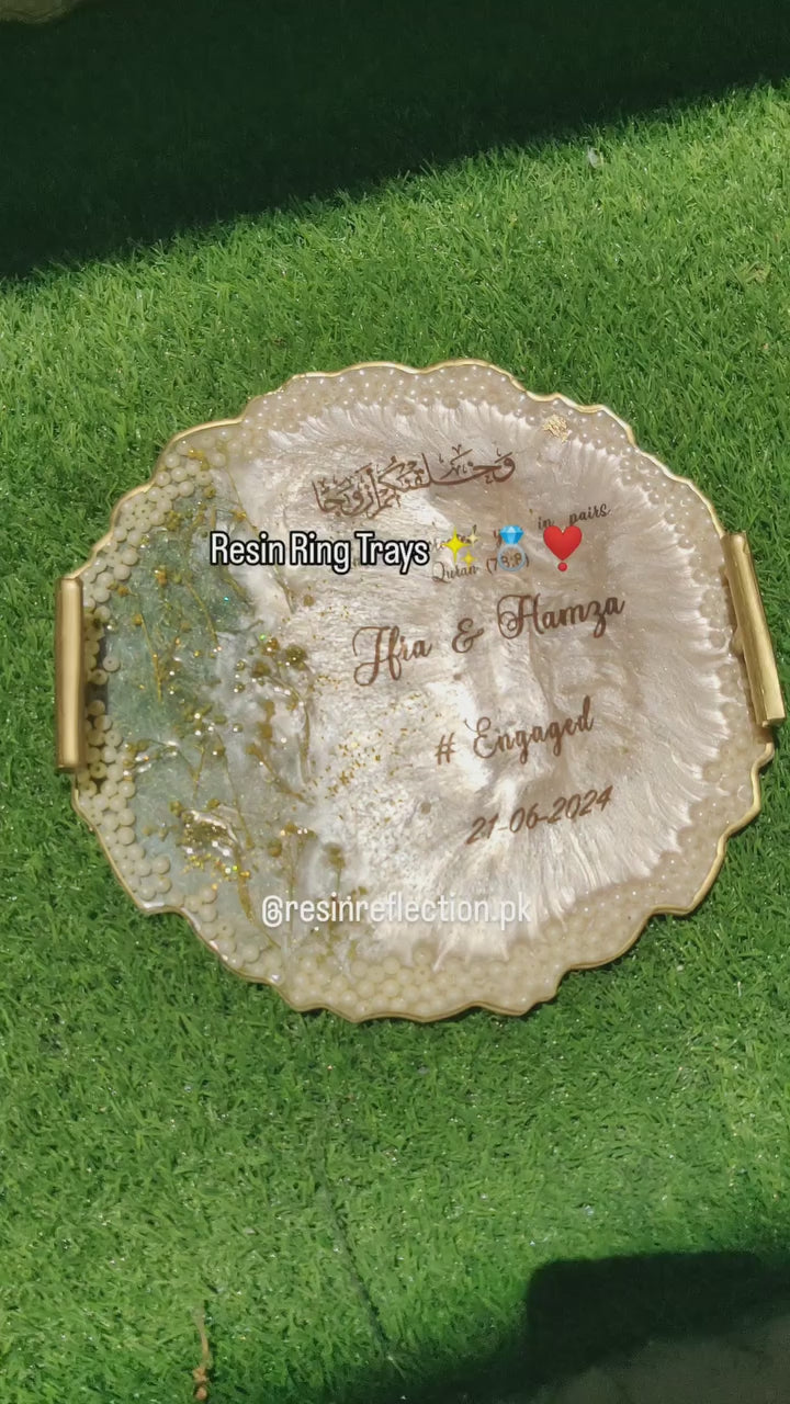 Beige Pearls Theme Resin Nikkah/Engagement Tray/Frame