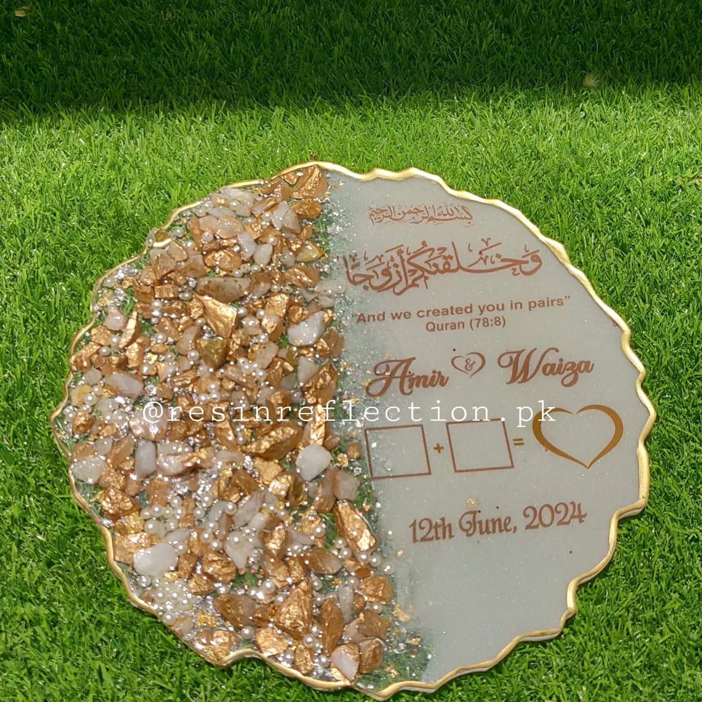Shiny Stones Thumb Resin Nikkah/Engagement Tray/Frame Elegant Look