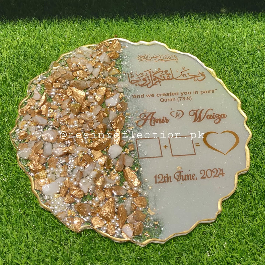 Shiny Stones Thumb Resin Nikkah/Engagement Tray/Frame Elegant Look