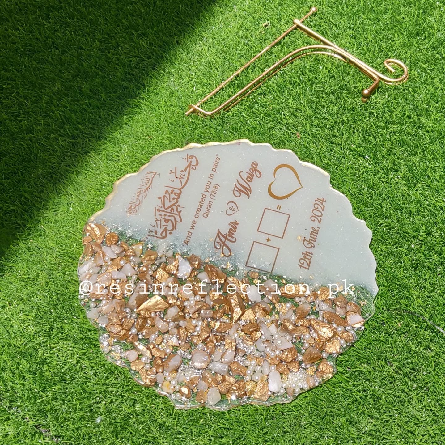 Shiny Stones Thumb Resin Nikkah/Engagement Tray/Frame Elegant Look