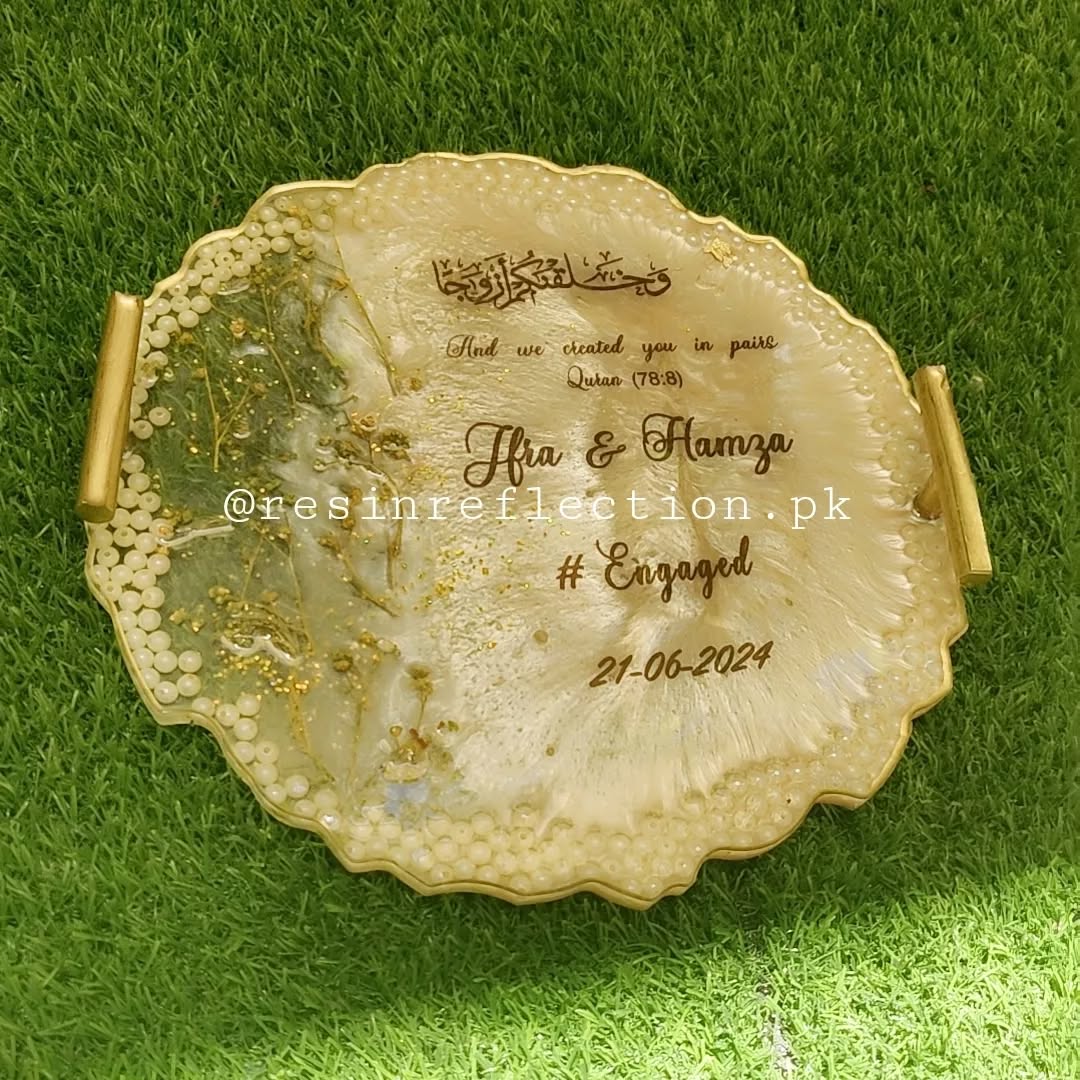 Beige Pearls Theme Resin Nikkah/Engagement Tray/Frame