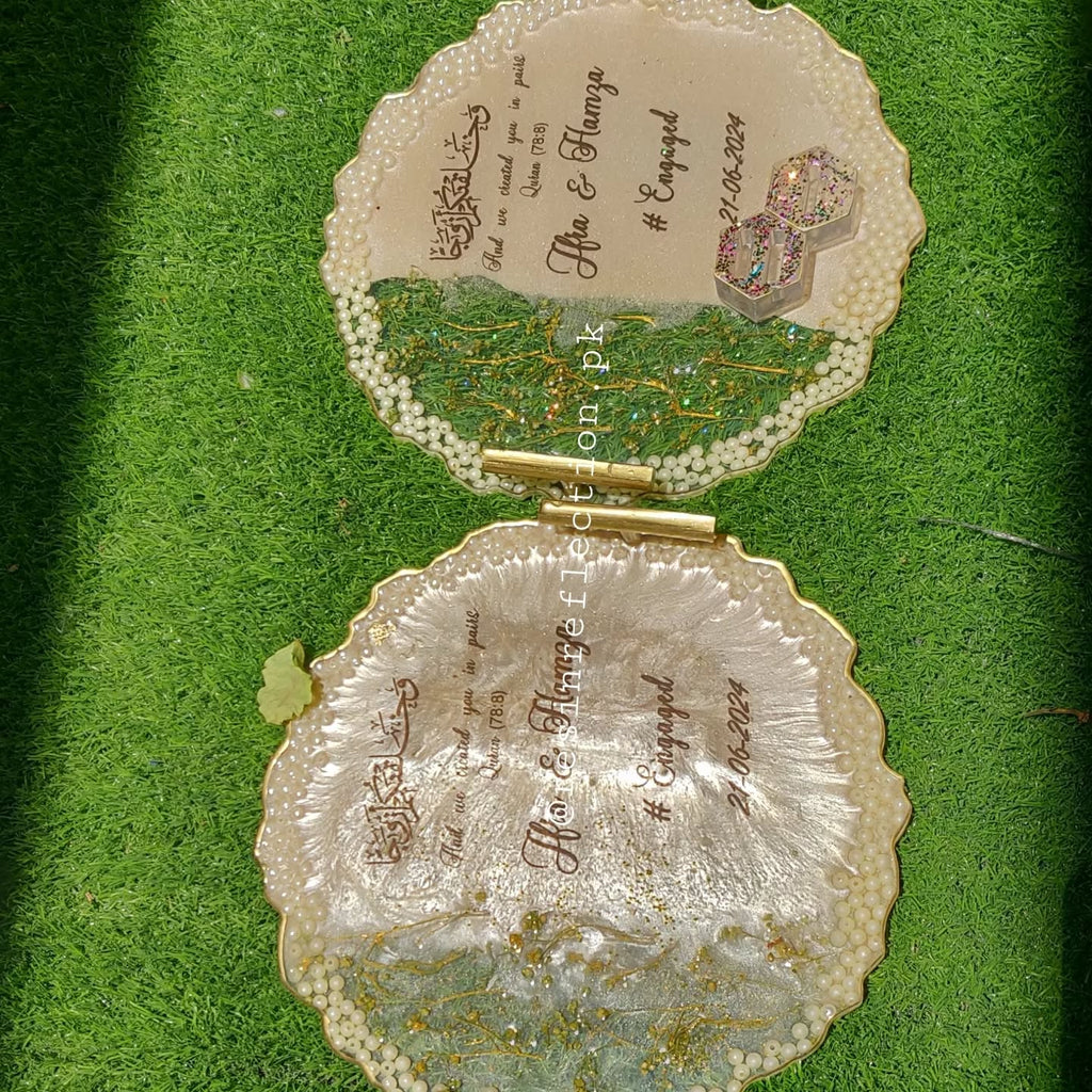Beige Pearls Theme Resin Nikkah/Engagement Tray/Frame