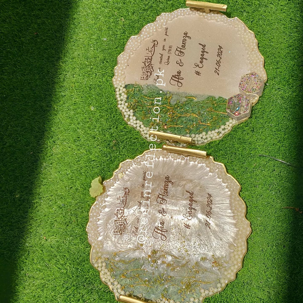 Beige Pearls Theme Resin Nikkah/Engagement Tray/Frame