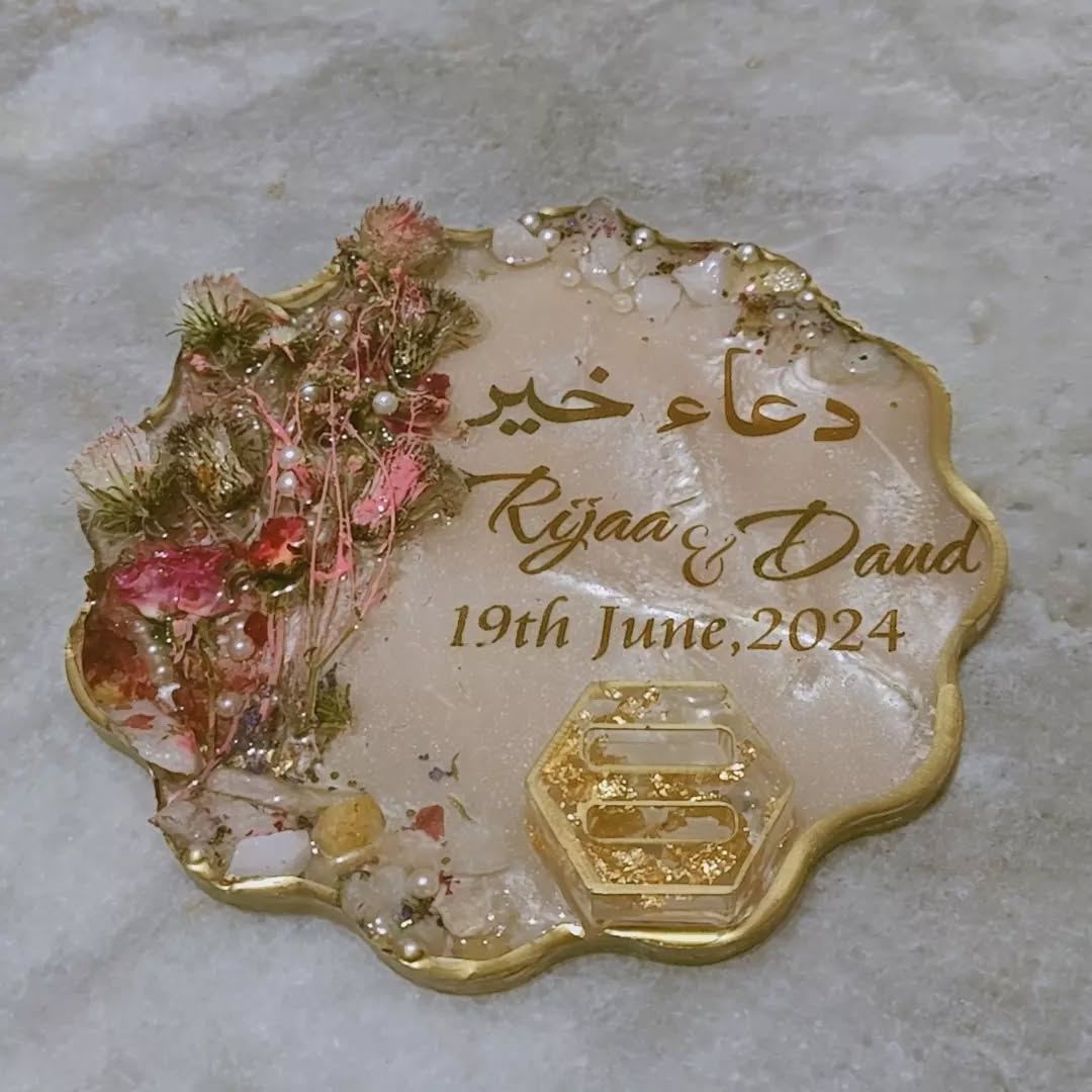 Duae-Khair Resin BAAT PAKI/Nikkah/Engagement Tray/Frame Elagant Minimal Design