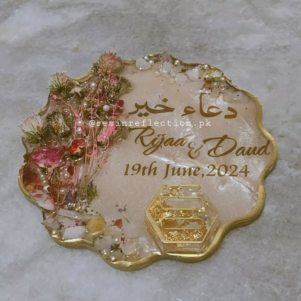 Duae-Khair Resin BAAT PAKI/Nikkah/Engagement Tray/Frame Elagant Minimal Design