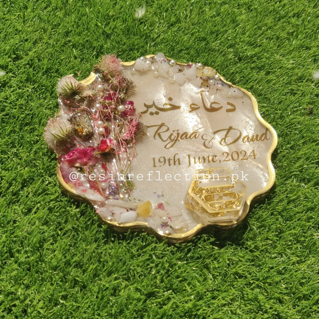 Duae-Khair Resin BAAT PAKI/Nikkah/Engagement Tray/Frame Elagant Minimal Design