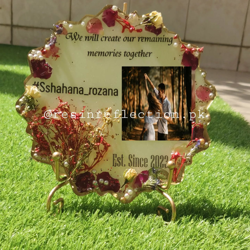 White Resin Anniversary/Birthday Photo Frame