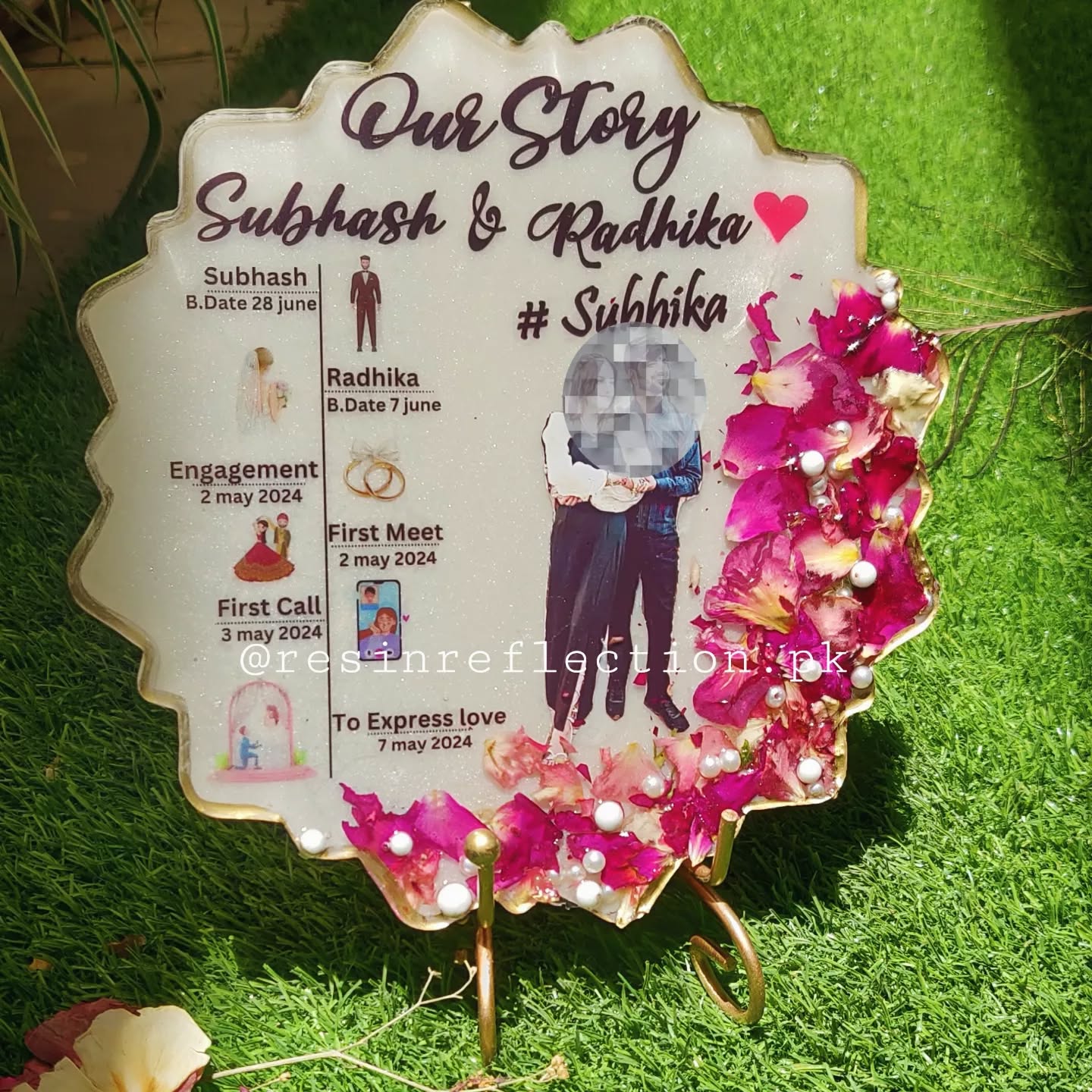 Love Story Timeline Resin Anniversary/Birthday Photo Frame