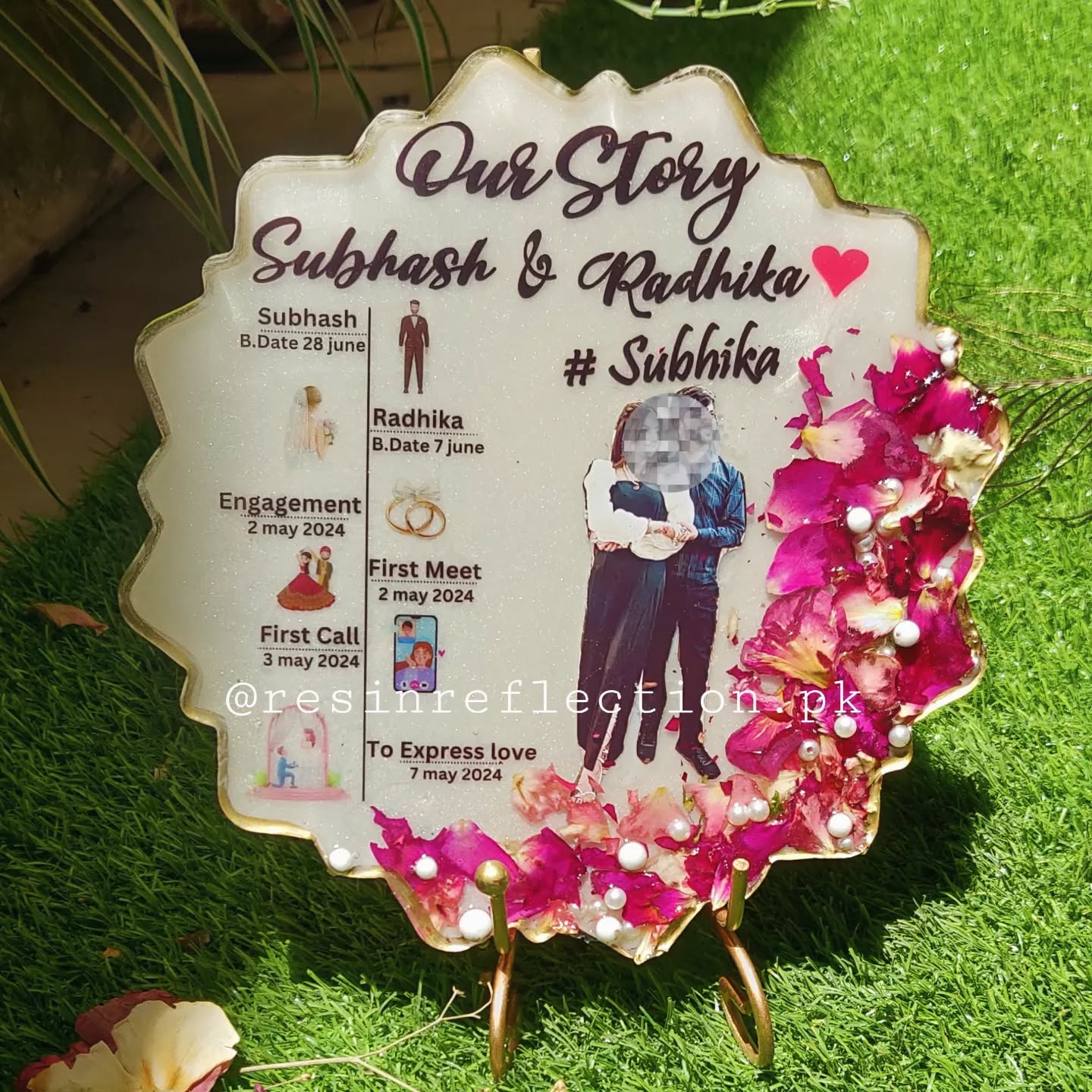 Love Story Timeline Resin Anniversary/Birthday Photo Frame