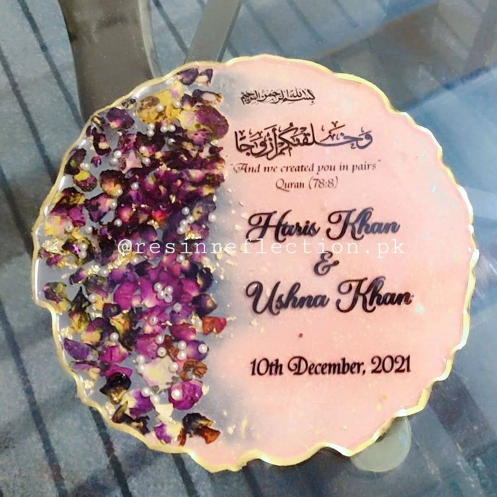 Peach Floral Resin Nikkah/Engagement Tray/Frame  Elegant Look