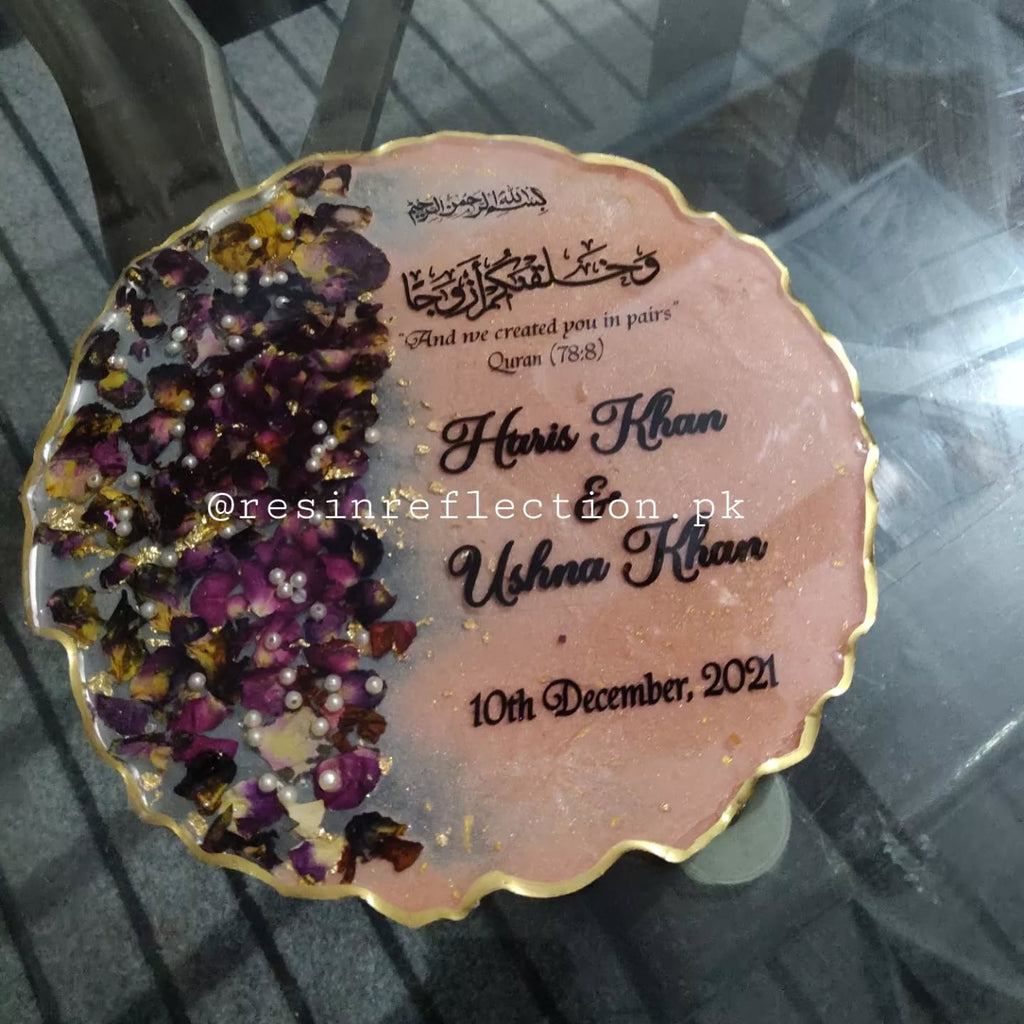 Peach Floral Resin Nikkah/Engagement Tray/Frame  Elegant Look