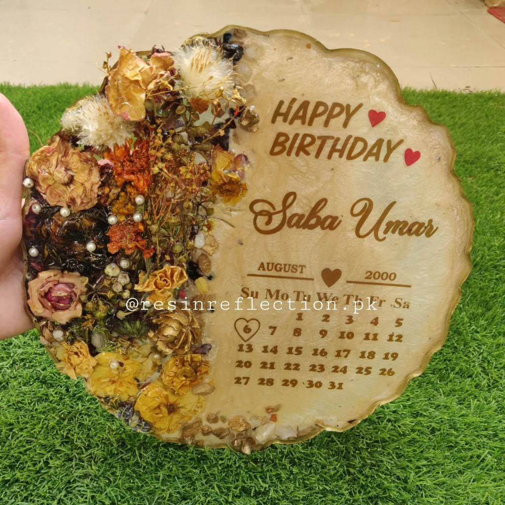 Floral Artwork Golden Resin Anniversary/Birthday Photo Frame