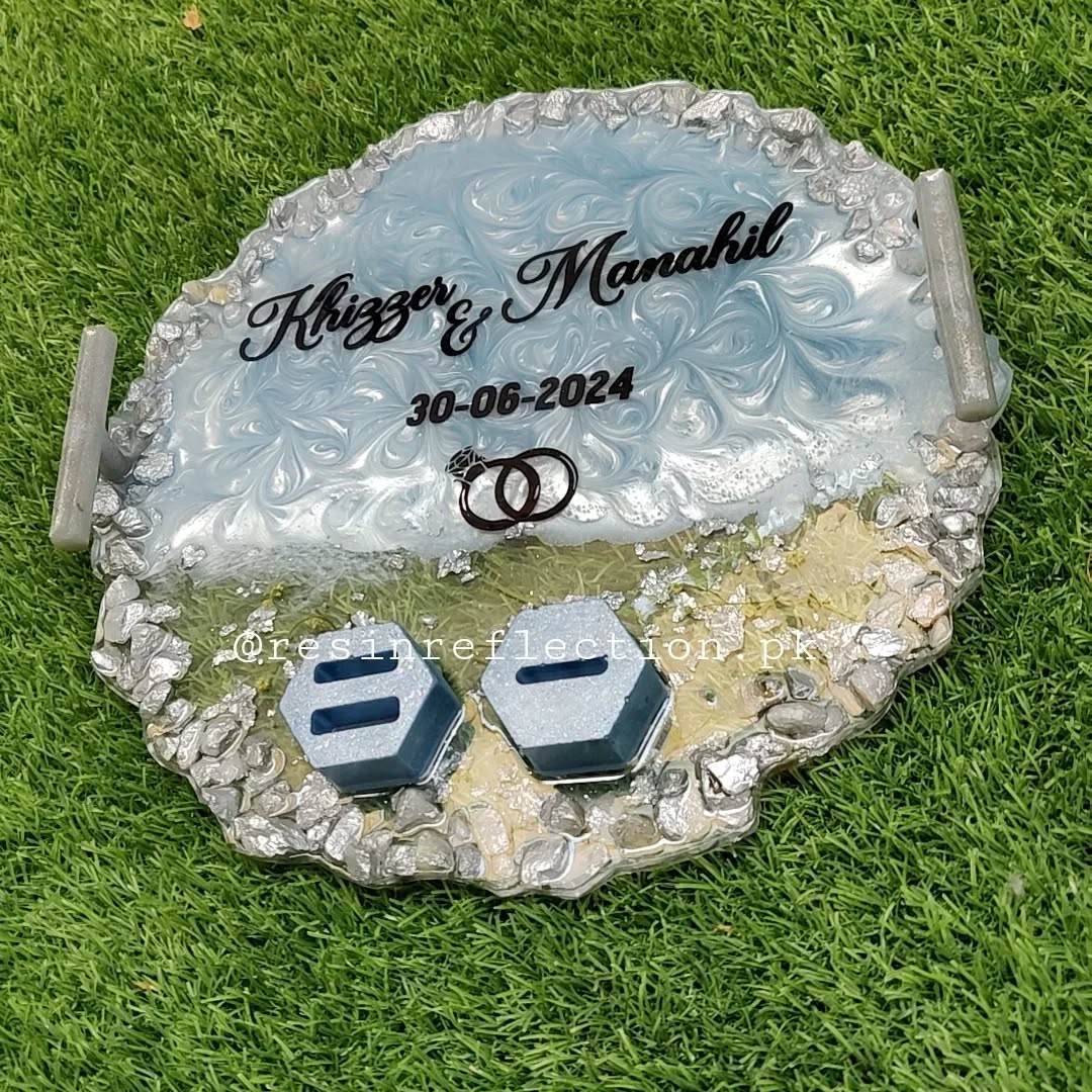 Frozen Blue Resin Nikkah/Engagement Tray/Frame Elagant Minimal Design