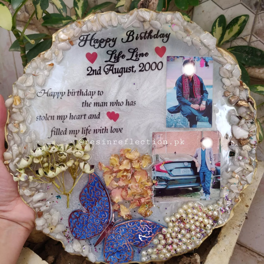 Floral Artwork Resin Anniversary/Birthday Photo Frame