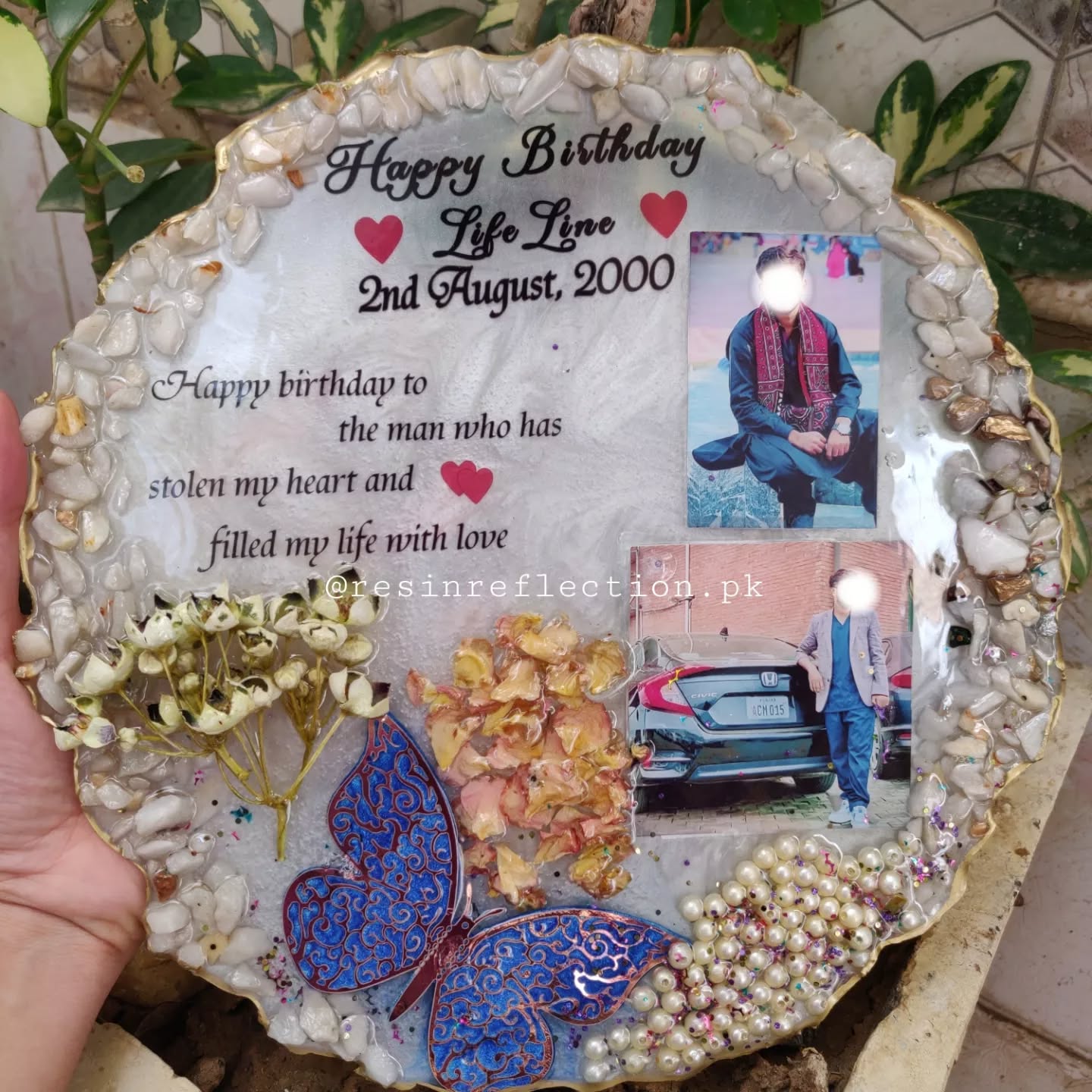 Floral Artwork Resin Anniversary/Birthday Photo Frame