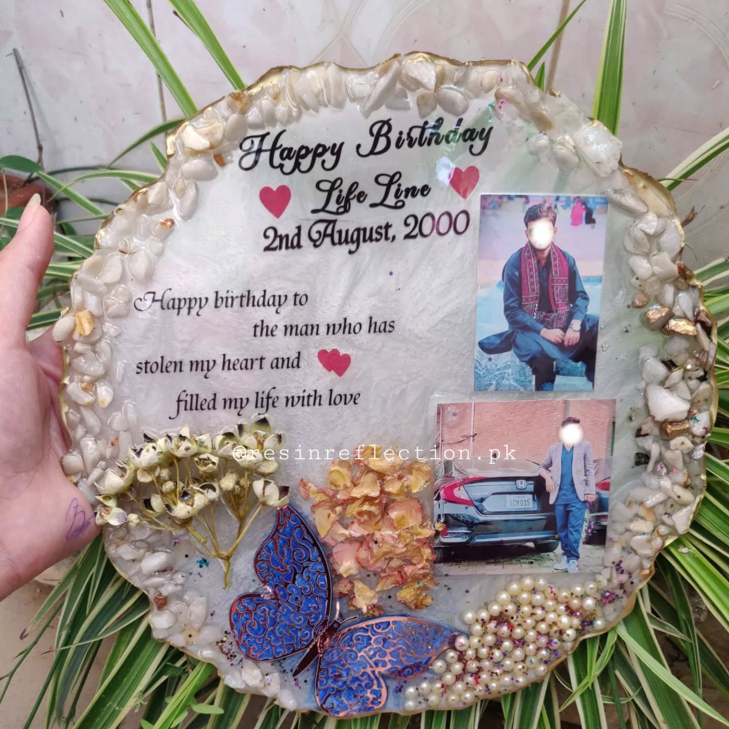 Floral Artwork Resin Anniversary/Birthday Photo Frame