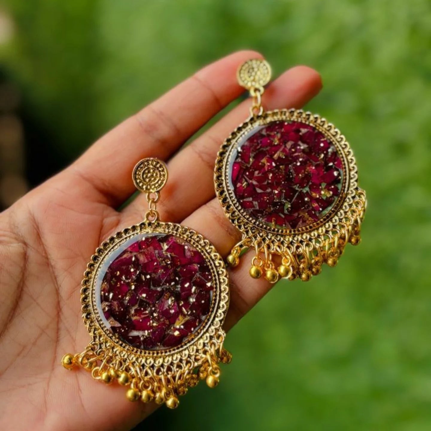 Resin Jhumkas With Your Dried Flowers Preserved