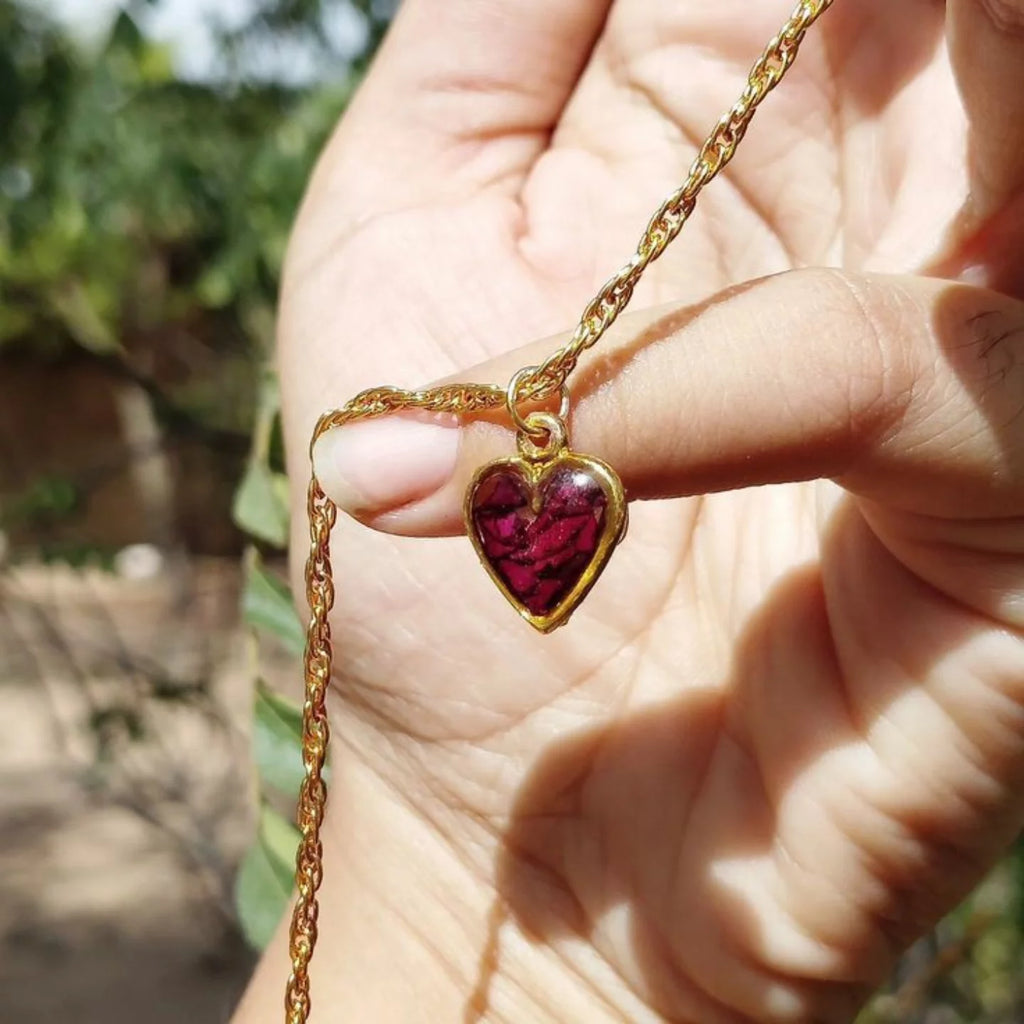 Mini rose preserved pendant, necklace charm's flowers pendant 