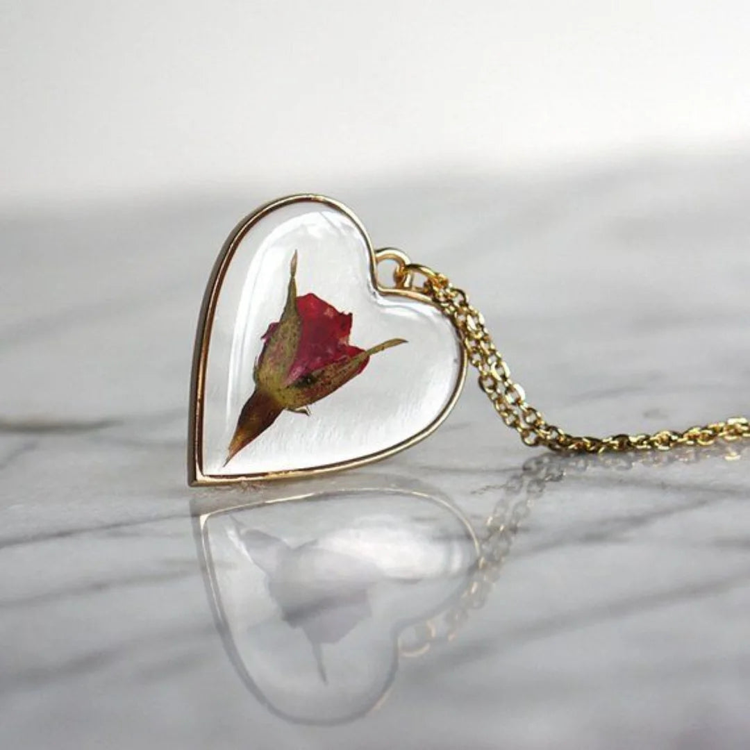 Heart shape pendant, charms, resin flower pendant, gifts 