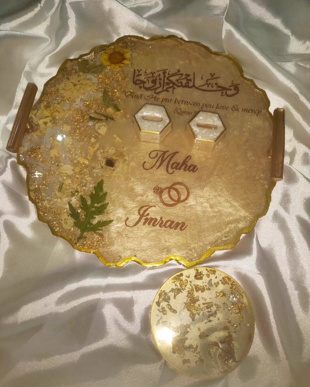 Golden Shimmery Resin Nikkah/Engagement Tray/Frame