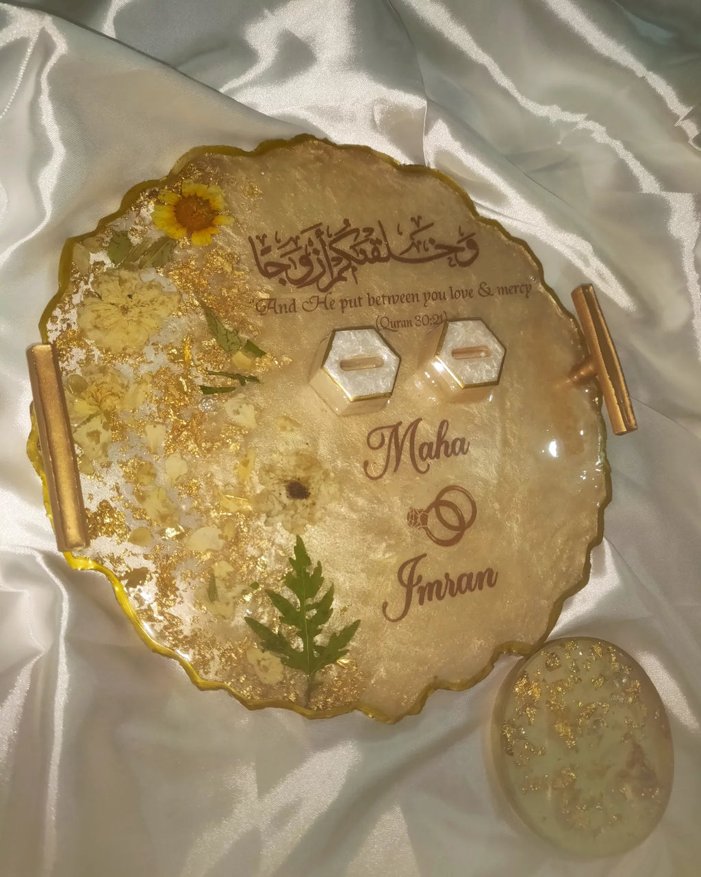 Golden Shimmery Resin Nikkah/Engagement Tray/Frame